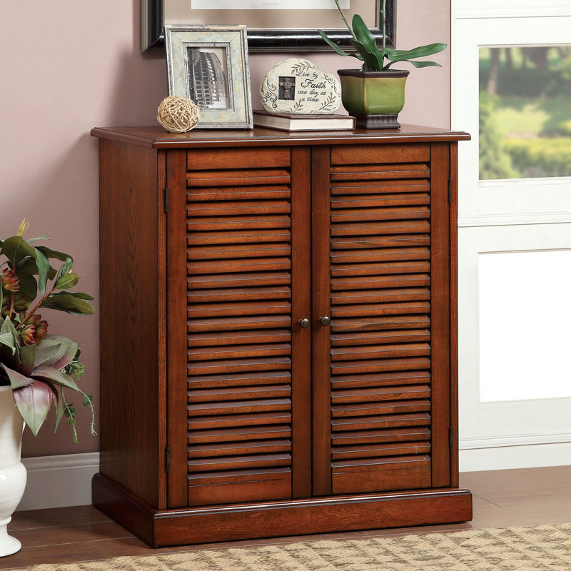 20 Pair Shoe Storage Cabinet, Oak