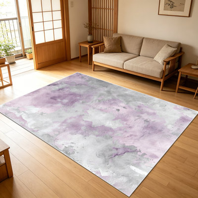 1PC Watercolor Lavender Grey Modern Abstract Print area rugs for Living Room, Soft and Comfortable, Suitable for all seasons, easy-to-maintain, machine washable Indoor floor mat, Under Table suitable for dining table, bedroom, entryway, kitchen,