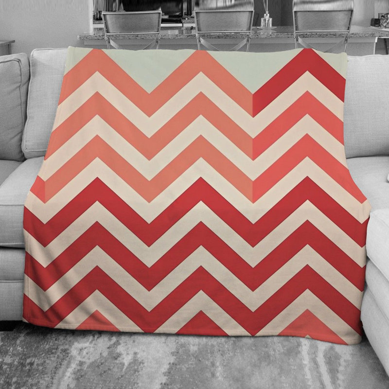 Couverture en molleton à chevrons, L 51 po x L 60 po, Marine / turquoise