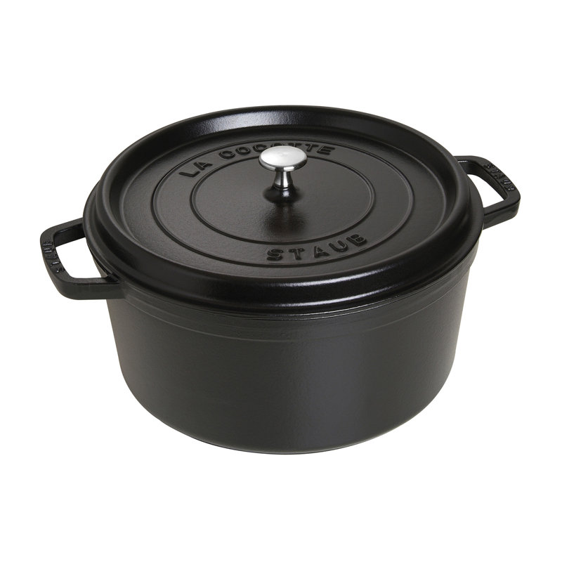 La Cocotte Cast Iron Round Cocotte, 9 quarts, Black Matte