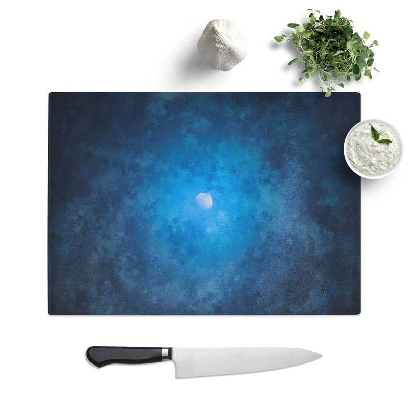 Tempered Glass Half Moon Chopping Board, 20 cm x 28.5 cm