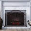 Barrière de foyer, fer, 2 portes, H 32,03 po x l 43,25 po, pare-feu ornemental contemporain avec détails, facile d'accès, mat