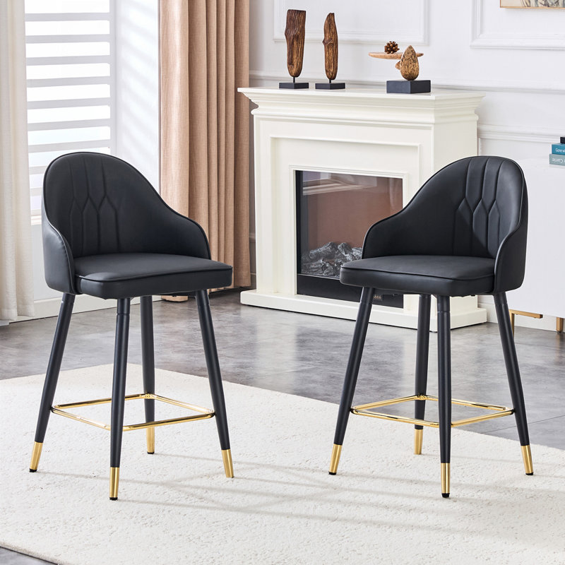 Set of 2 Bar Stools, Black