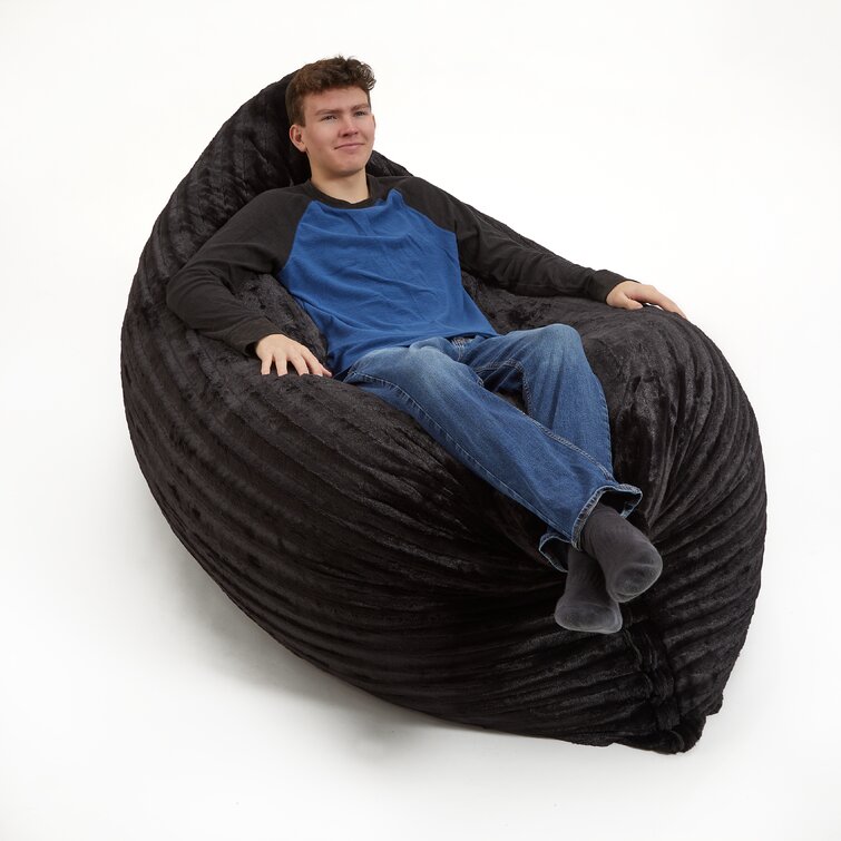 Bean Bag Lounger, Comfy Fluffy Lounger with Removeable Cover Rosdorf Park Fabric: Black