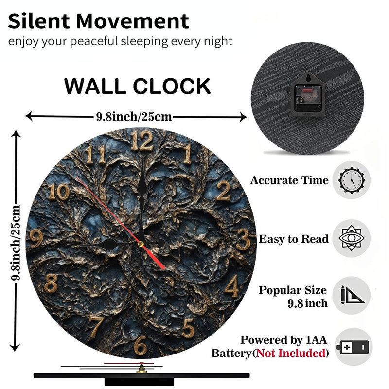 Cadran de l'horloge avec textures dorées biologiques