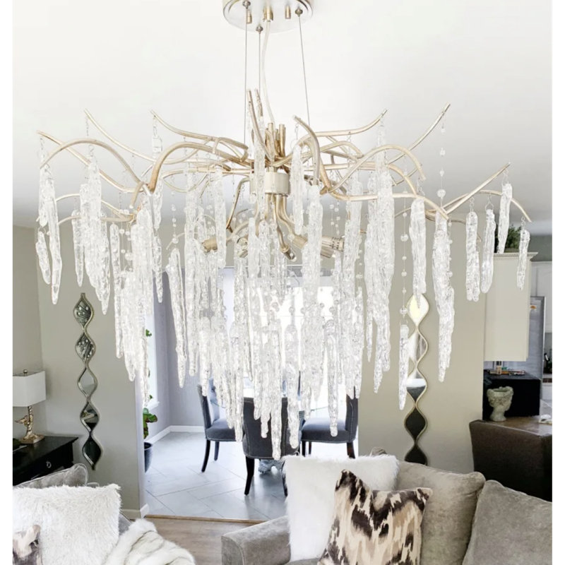 Lustre Maxim Willow Light Branches, Verre glacier, 24" Width x 35" Height