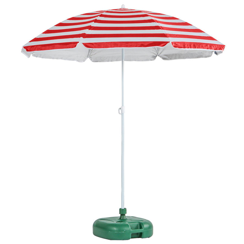 Harbour Housewares - Metal Beach Parasol with Base, Green, Red