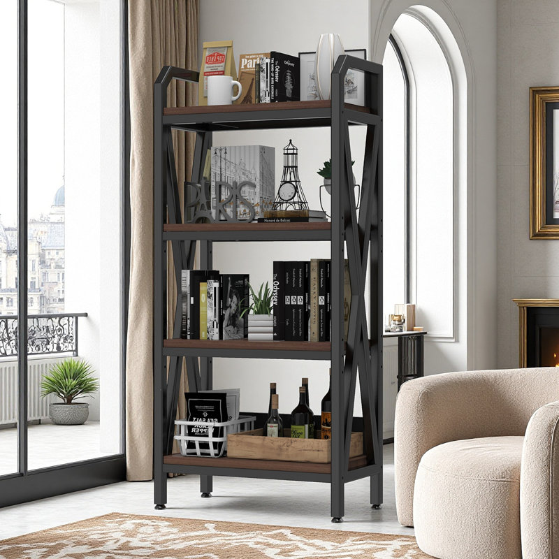 56.30'' Bakers Rack 4-Level Storage Shelves Mental And Wooden Kitchen Shelves, Kitchen Organizers And Storage, For Garage, Pantry, Bathroom