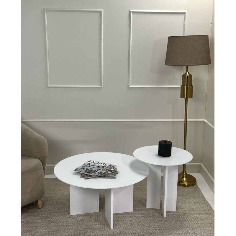 Ensemble de tables basses modernes (2 pièces), blanc, grande table: 31,5 x 16,5 x 31,5 pouces, petite table: 19,7 x 17,7 x 19,7 pouces | 100% panneau de fibres à densité moyenne, 0,7 po d'épaisseur | Conception élégante de couleur unie pour le salon et la décoration moderne