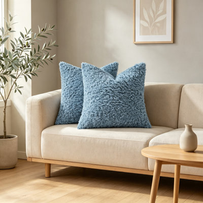 Sherpa Pillow Covers 18x18 2pk Light Blue