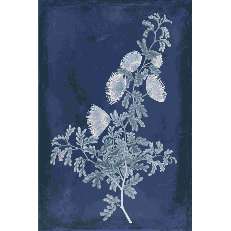 Botanique en indigo IV, H 18 po x l 12 po