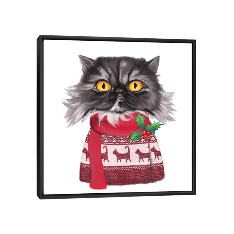 « gimli christmas », impression sur toile, H 18 po x l 18 po x P 1,5 po, Toile avec cadre noir, Pas de tapis