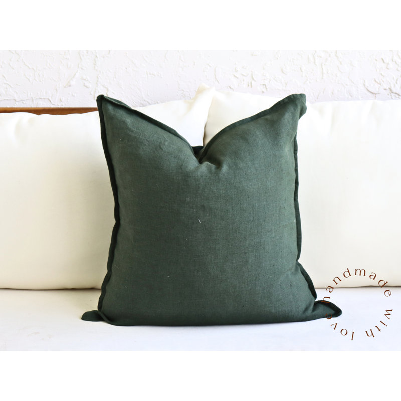 Dark Green 100% Linen Cover , 20"H x 20"W