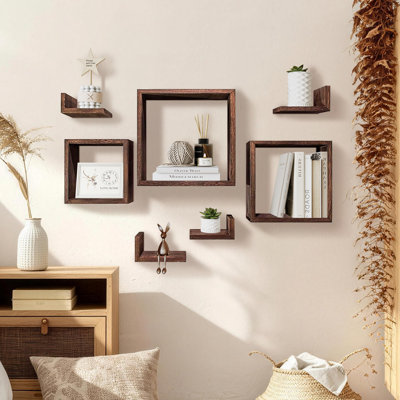 Wall-mounted Floating Wooden Shelves