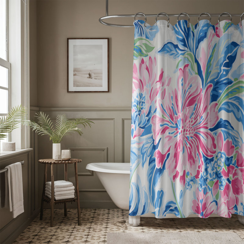 Rideau de douche standard 1 pièce, H 74 po x l 71 po, Rideau Valenki