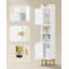 Bathroom Storage Cabinet, Slim Bathroom Floor Cabinets with 2 Door and Adjustable Shelf, Freestanding Corner Storage Unit, Narrow Toilet Paper Cabinet for Small Spaces, White 