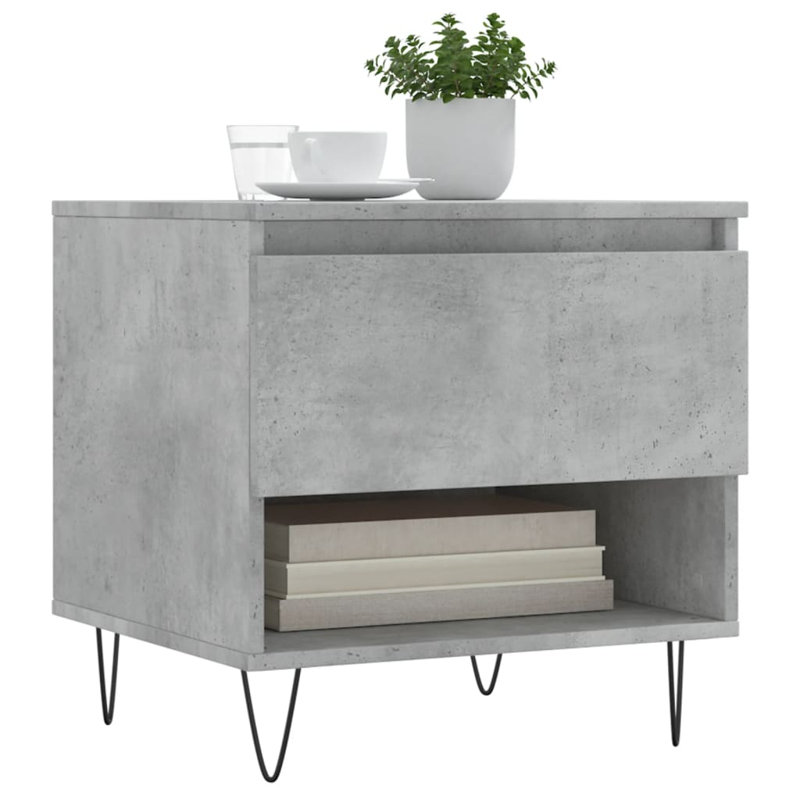 Delmira Four Leg Coffee Table with Storage, Concrete Grey