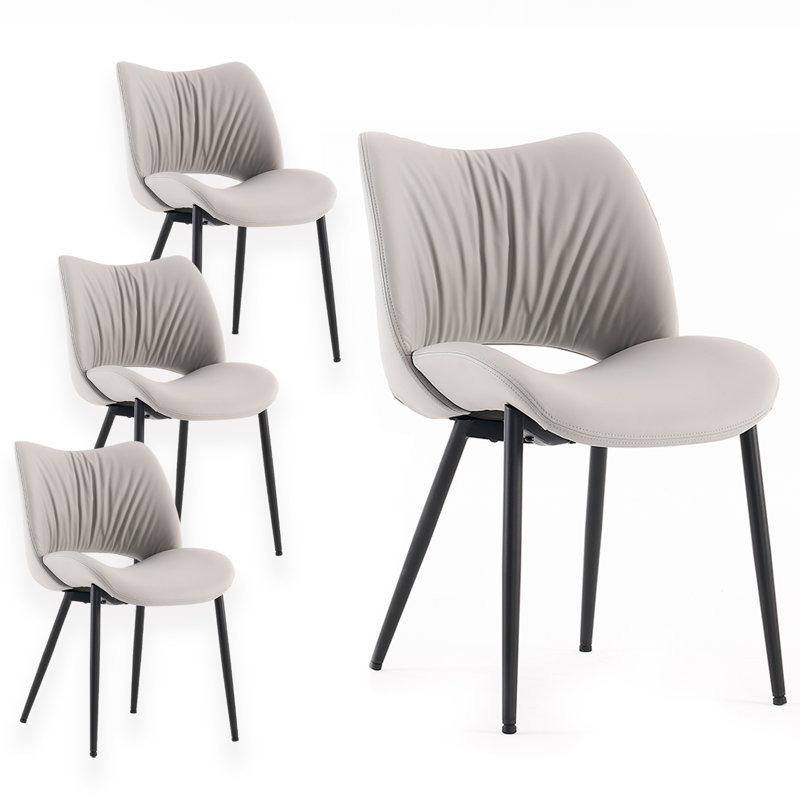 Mackensie Upholstered Dining Chairs Faux Leather Kitchen Chairs with Metal Legs, Gray
