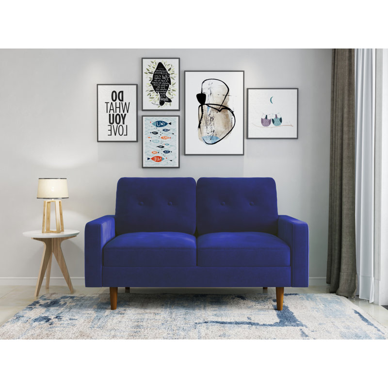 58'' Velvet Loveseat, Space Blue Velvet 