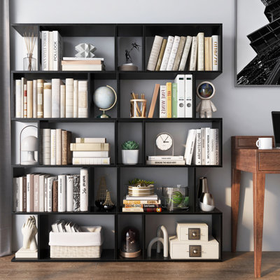  75'' H X 31.5'' W 6-Tier Geometric Bookcase