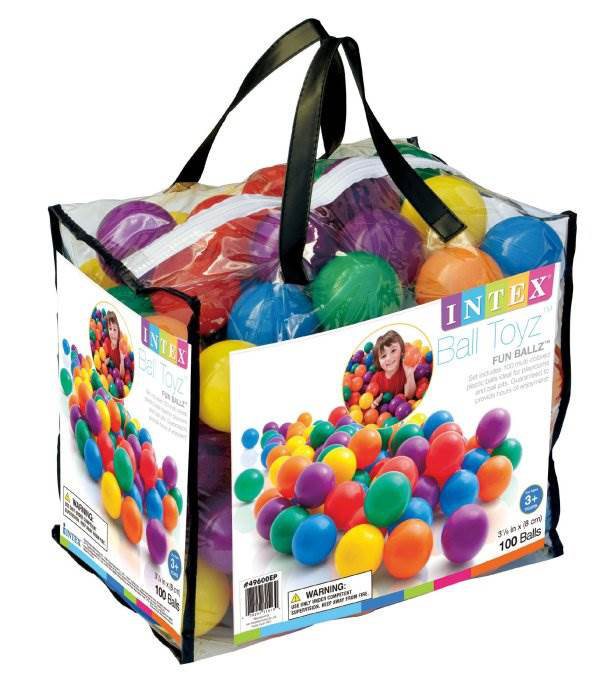 Ensemble de 100 balles amusantes en plastique multicolores pour fosses à balles Intex, H 3,12 po x l 3,12 po x P 3,12 po