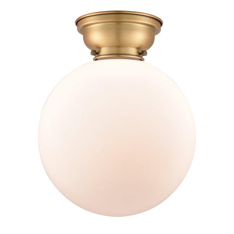 Plafonnier encastré 1 lampe 12 po Alstrom, DEL, Blanc mat, Laiton brossé