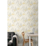 The Sojourn Floral Vinyl Peel & Stick Metallic Wallpaper Roll