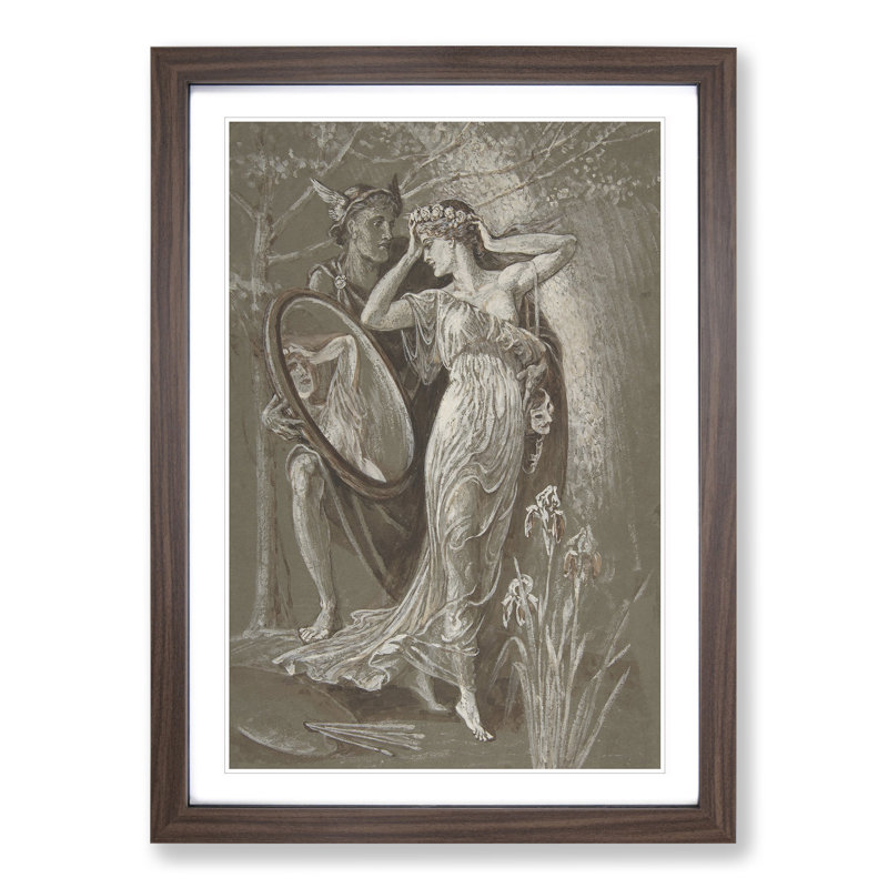 The Mirror of Venus by Walter Crane - Picture Frame Painting, Walnut Framed, 65cm H x 48cm W x 2cm D