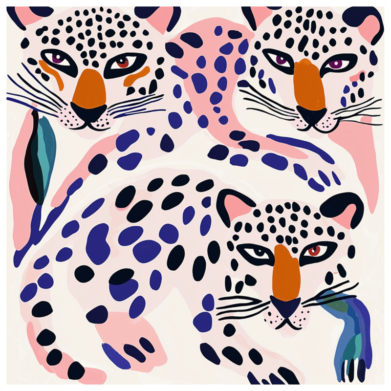 Abstract Leopards Illustration Canvas Gallery Wrap in Many Sizes, 24 x 36 inches
