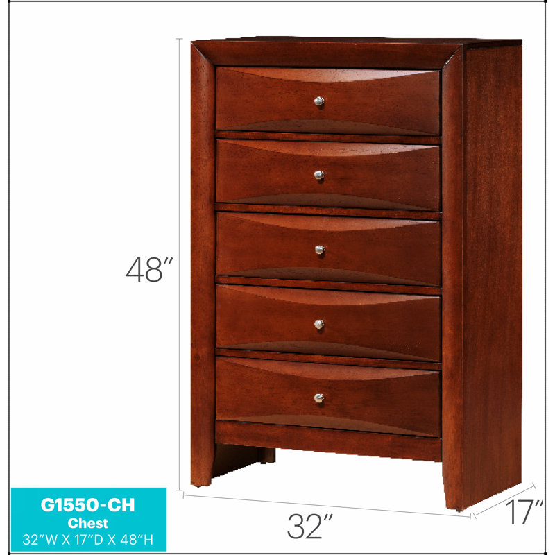 Commode Marilla G1550-CH, élégante et fonctionnelle avec façades de tiroirs biseautés en résine moulée et placages en bois véritable pour les chambres à coucher modernes.