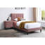 Ensemble de meubles de chambre 3 pièces comprenant un lit simple, des tables de chevet, une tête de lit capitonnée rose et un revêtement en tissu.-962890143
