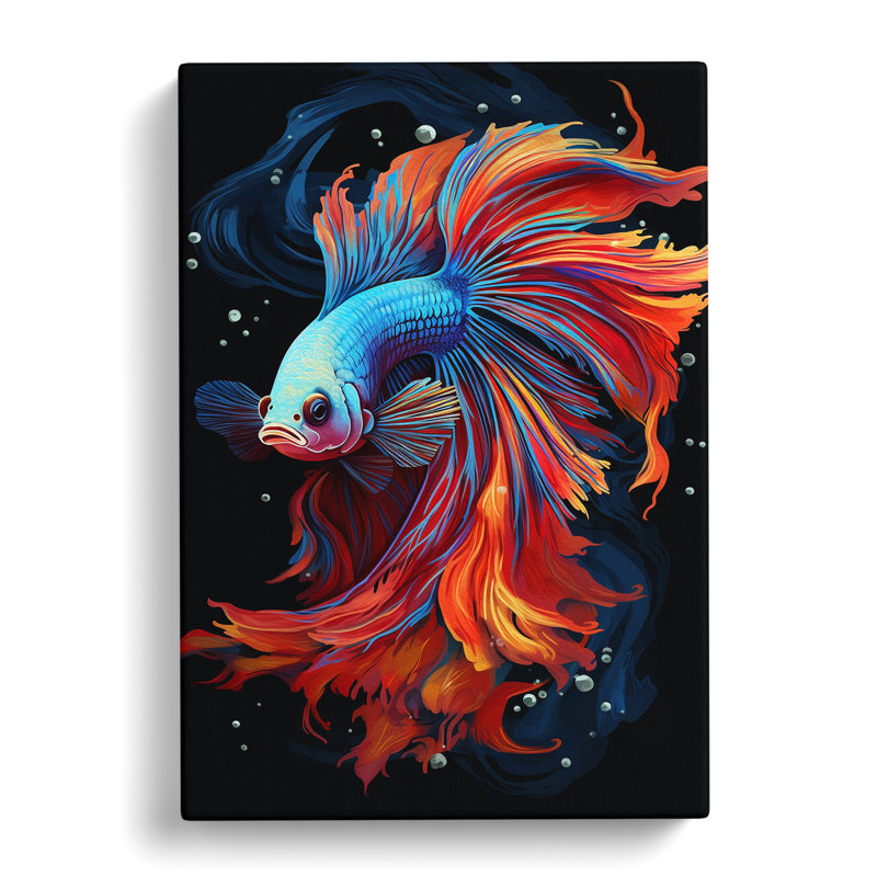 Siamese Fighting Fish Tachisme - Print, 76cm H x 50cm W x 3cm D