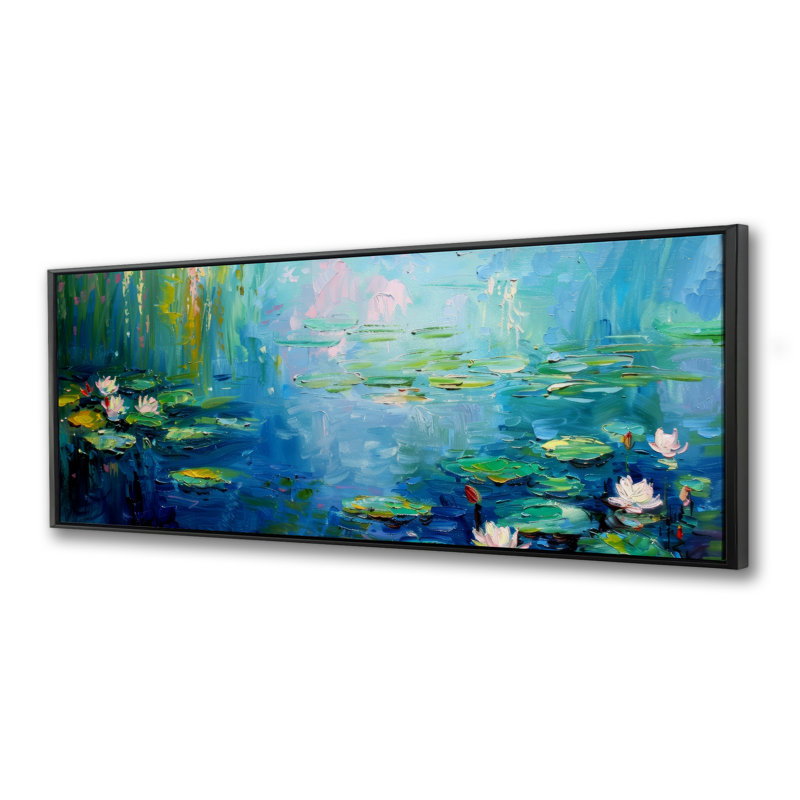 Water Lilly - Blue Framed Canvas for Elegant Home Decor