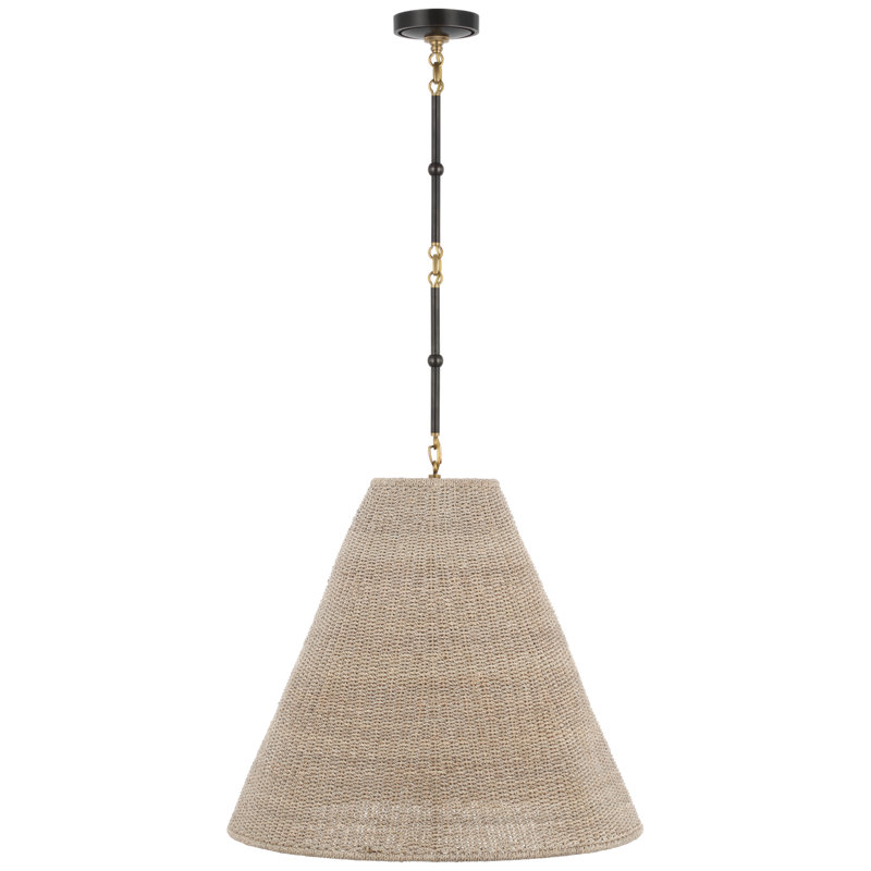 Goodman Pendant by Thomas O'Brien, 22.75" H x 24" W x 24" D, Bronze/Hand Rubbed Antique Brass, Ash