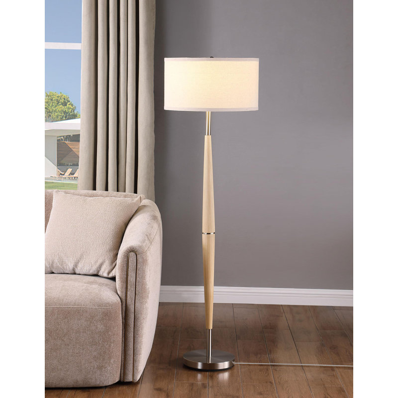 Lampe sur pied effilée à abat-jour cylindrique 58 po Maidstein Naturel