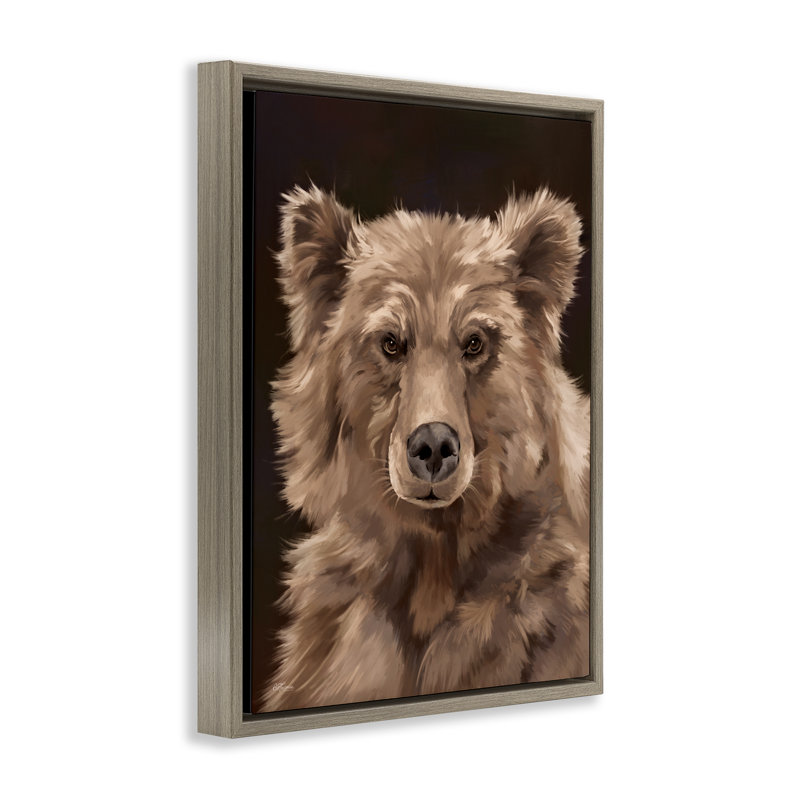 «Fluffy Bear Cub» par Cat Thurman Designs, H 31 po x l 25 po, Cadre flottant orme Montalcino