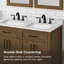 Meuble-lavabo à double cuve en amande au fini latte Tahoe de 48 po, plateau en pierre reconstituée avec dosseret, mat B-1531065638-1531065637-1531065639