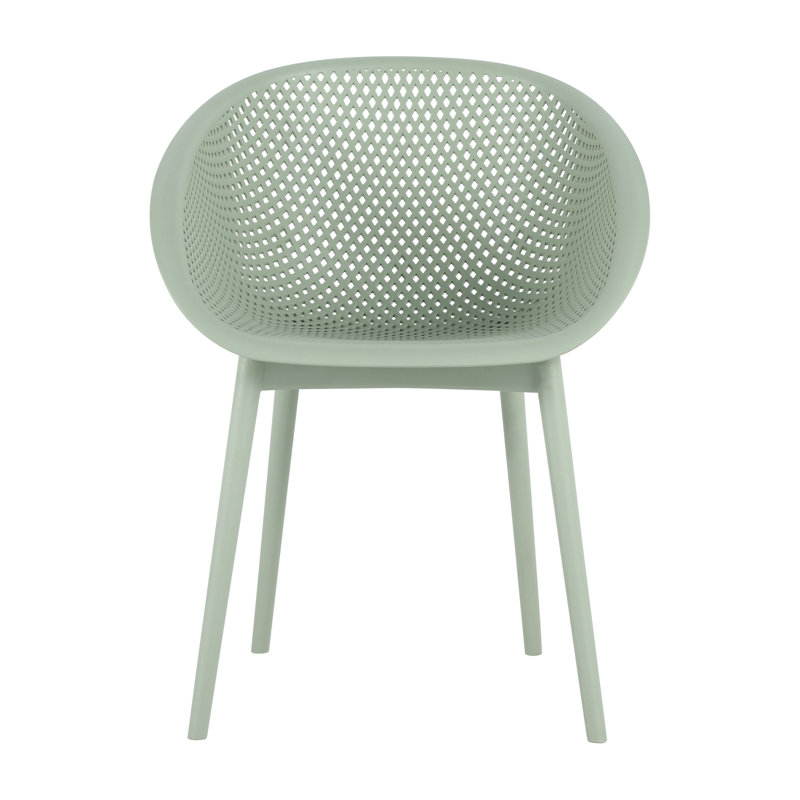 Ensemble de 2 chaises longues modernes - Plastique PP intérieur / extérieur toutes saisons, léger pour patio, plage, salon (vert pâle)