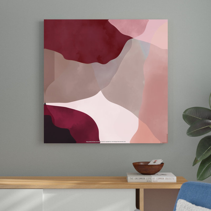 «Dark Blush And Red Abstract II», reproduction d'art sur toile tendue, H 36 po x l 36 po