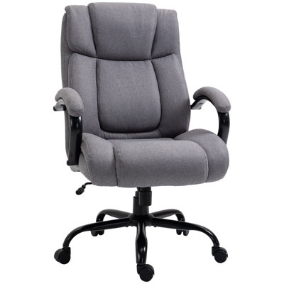 Vinsetto High Back Big And Tall Executive Office Chair 484Lbs With Wide Seat, Computer Desk Chair With Linen Fabric, Adjustable Height, Swivel Wheels, -  Hokku Designs, 994FF73204B54A7BA724AABB00D2BDC6