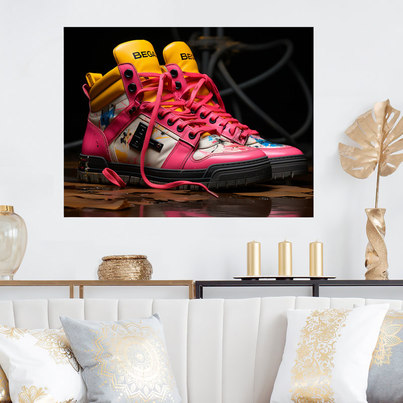 Espadrilles roses Urban Edge - art mural en métal Balenciaga MT132040, H 16 po x l 32 po x P 1 po