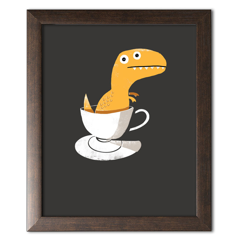 « tea rex », impression, Papier avec cadre brun, H 14 po x l 11 po x P 0,75 po