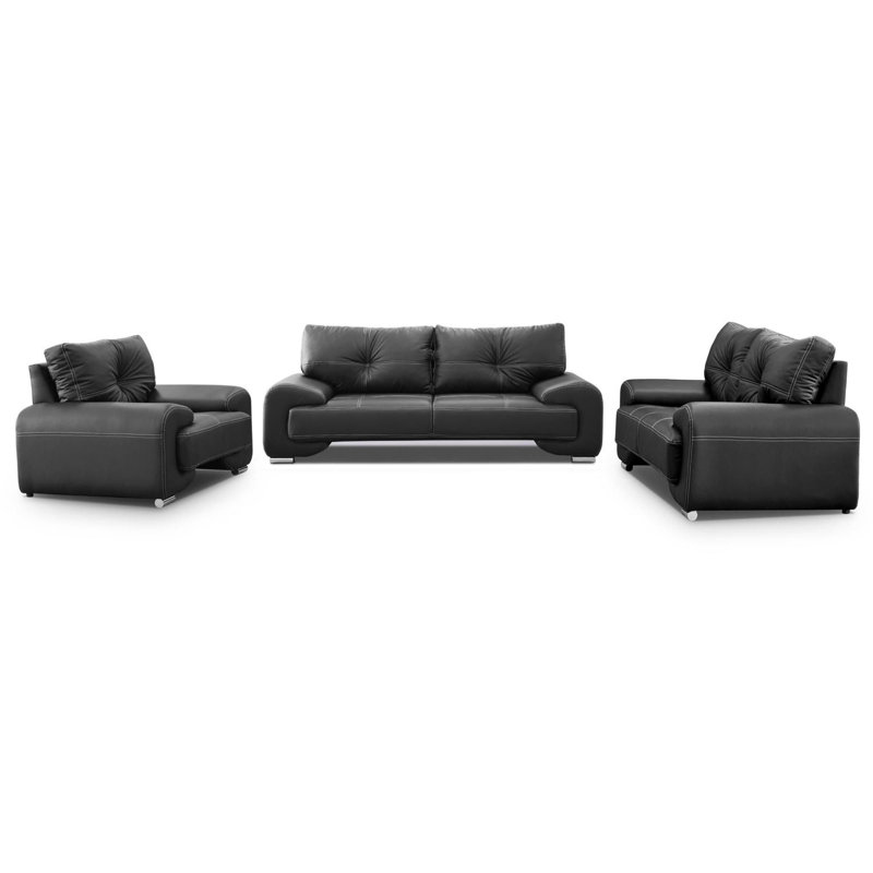 Cyntheia 3 - Piece Faux Leather Living Room Set, Black