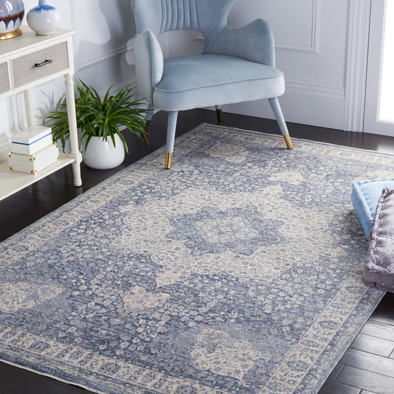Tapis oriental bleu / ivoire, Rectangle 6 pi x 9 pi