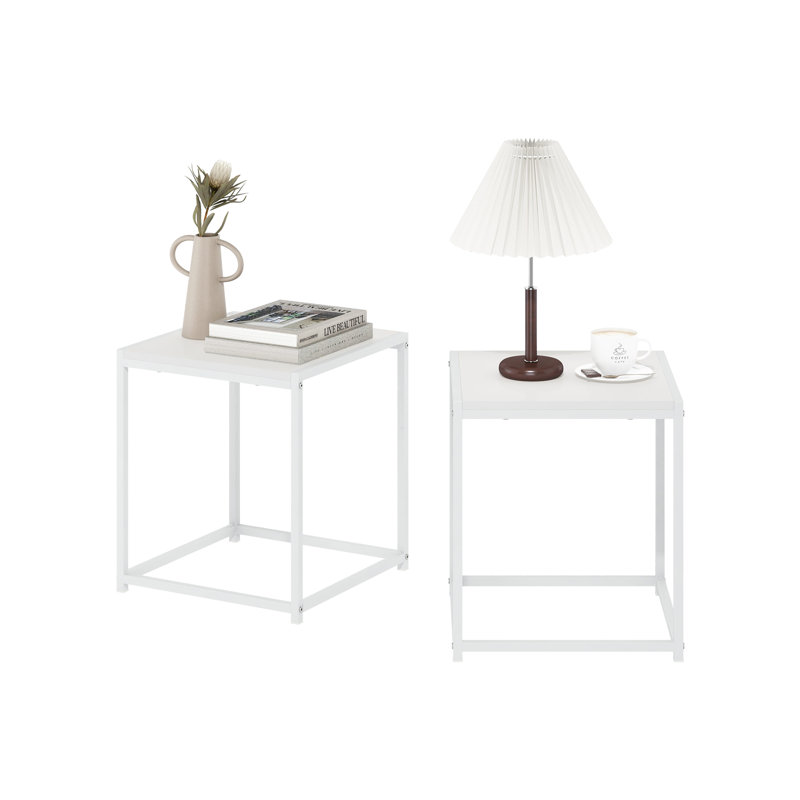 Wrought Studio™ Marializ Modern Living End Table, Solid White/White, Set of 2