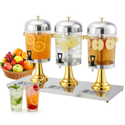 2.2-6.6 Gallon Ice Core Cold Beverage Dispenser with Stand for Parties Weddings Hotels