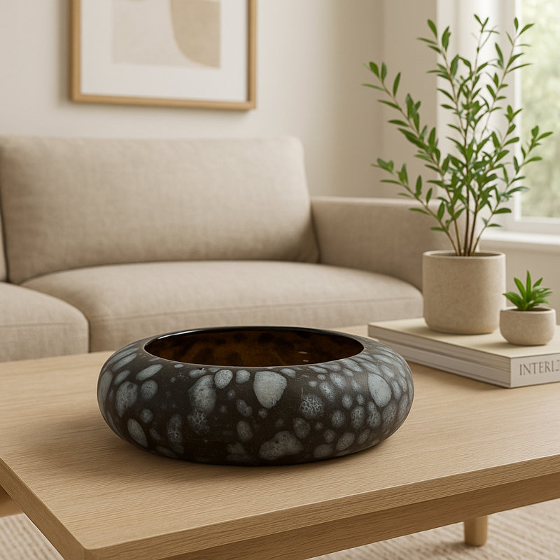 Glass Bowl with Modern Casual Design, Contemporary Silhouette, Sleek Decorative Structure, Handcrafted Artistic Texture, Versatile Accent Style, Sculptural Profile, Durable Statement Piece