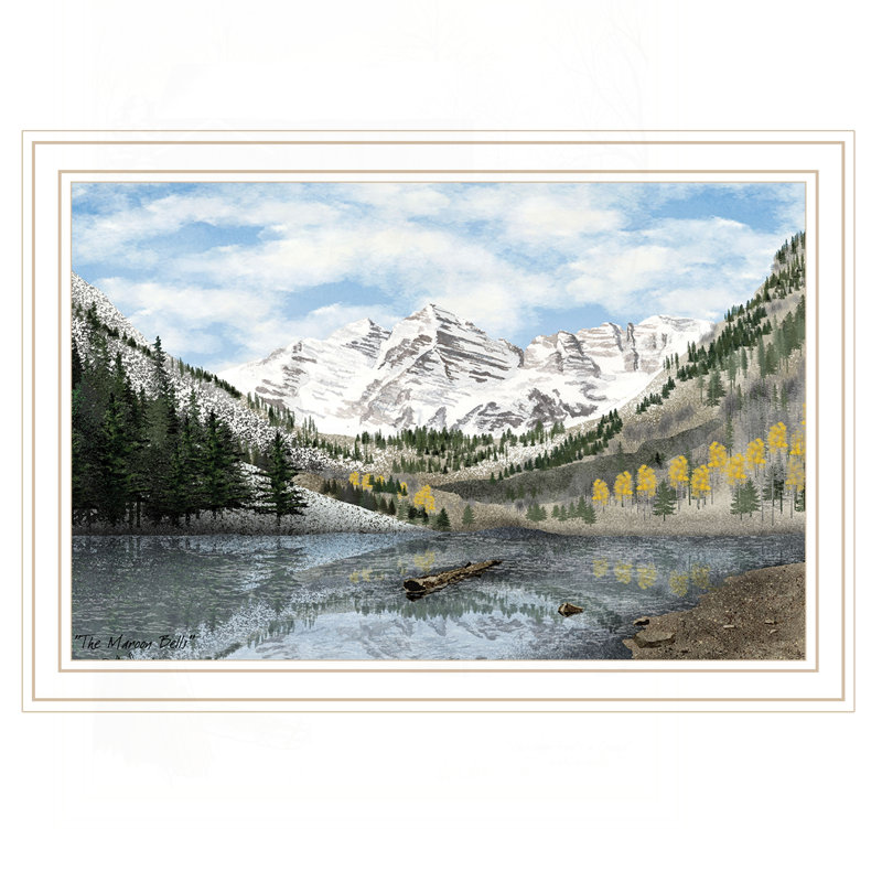 «The Maroon Bells», art mural encadré, H 14 po x l 20 po, Blanc