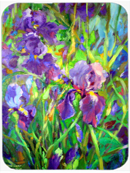 Caroline's Treasures Iris by the Well Glass Cutting Board