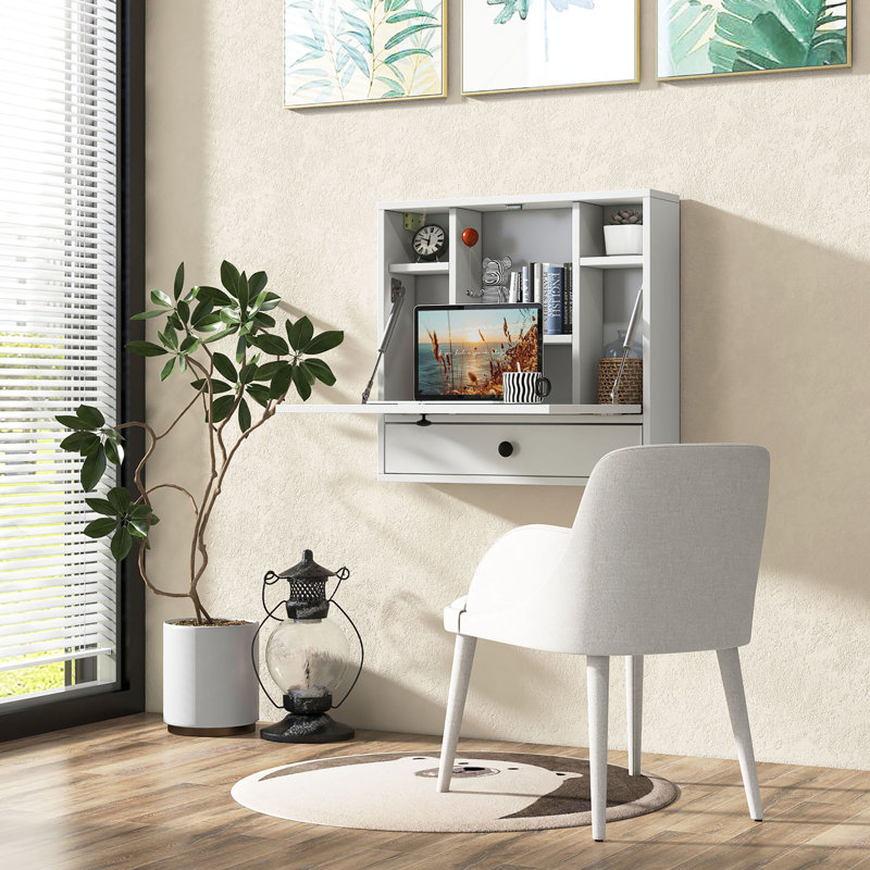Bureau flottant rectangulaire l 24 po Ruchir, Blanc
